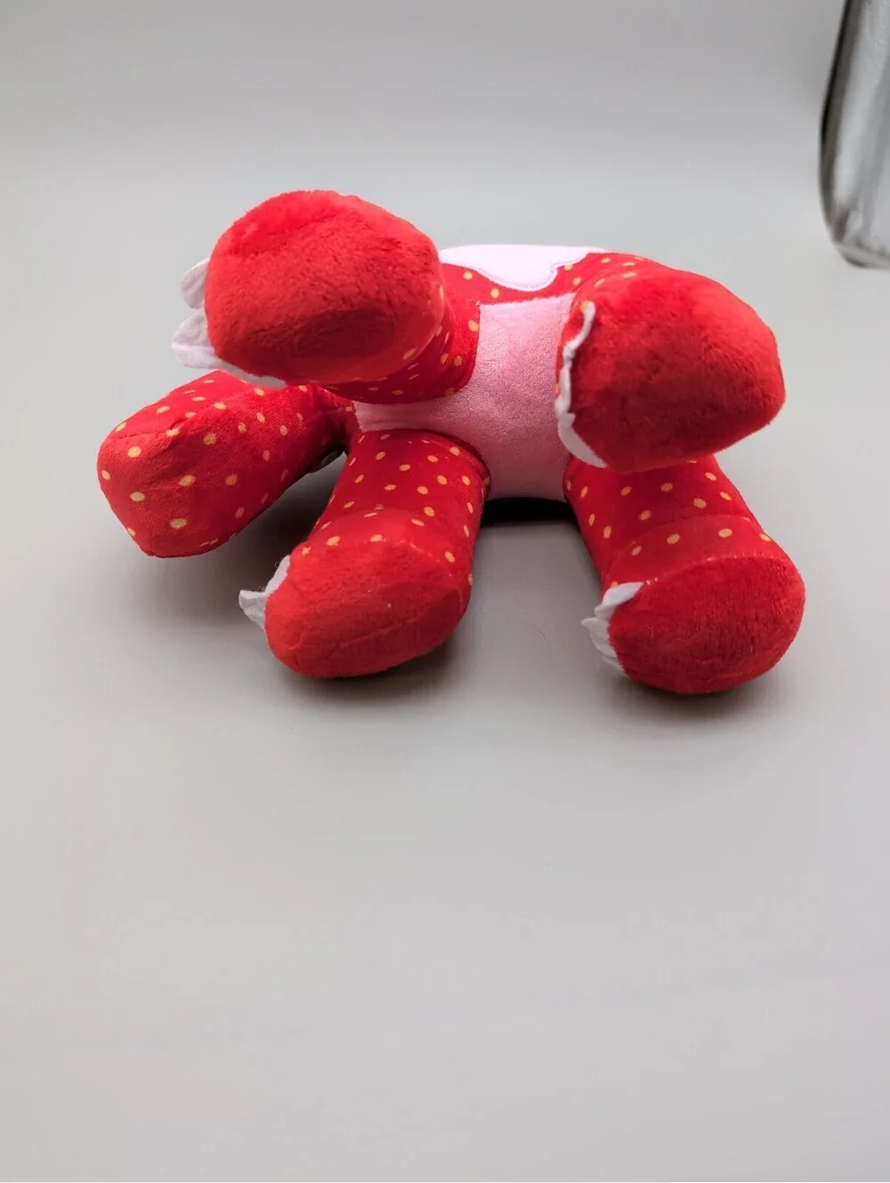 Red Strawberry Elephant Plush Toy with Green Leaf Top